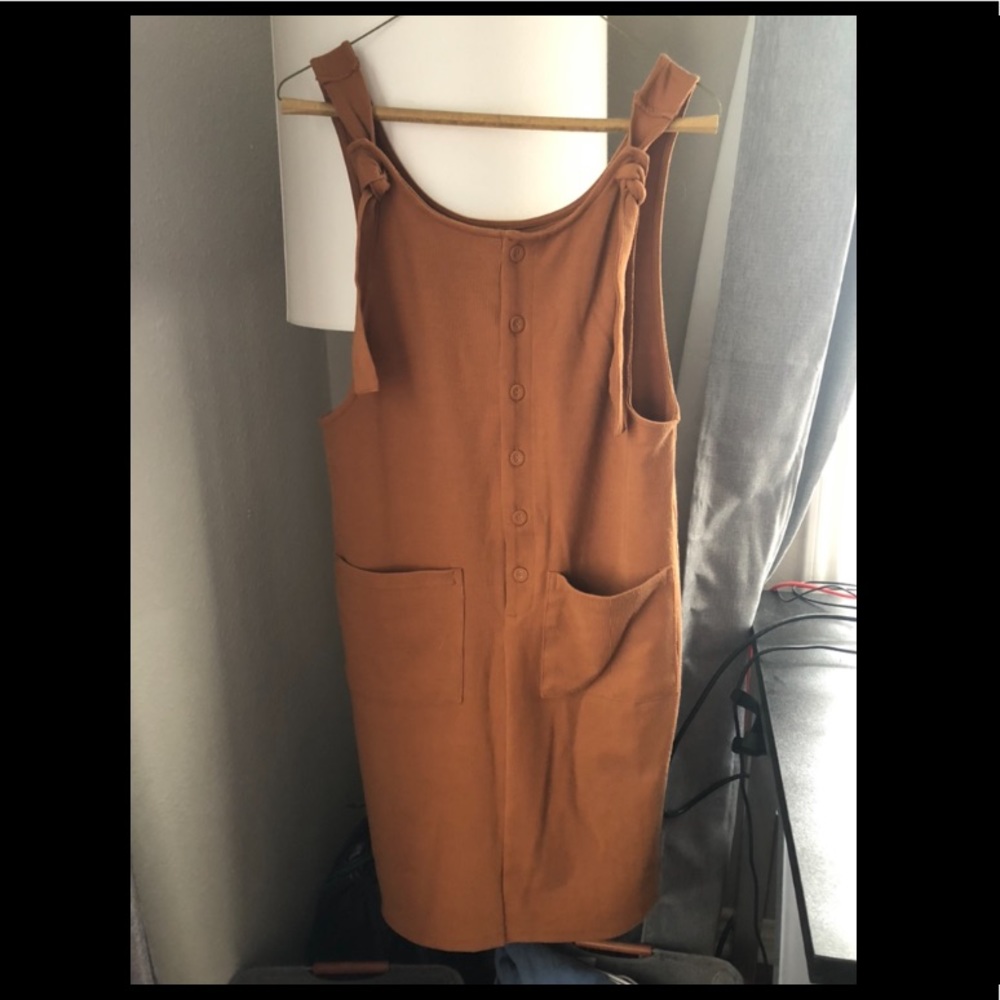 Rust orange/brown coverall dress with ties